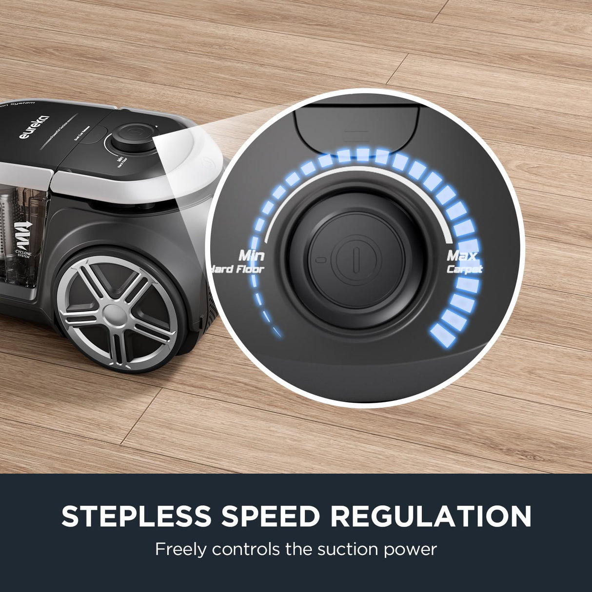 Eureka Bagless Canister Vacuum Cleaner, Lightweight Vac for Carpets and Hard Floors, Silver with Black, NEN180 Eureka