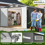 DAUSOLA 10x12 FT Outdoor Storage Shed, Metal Garden Tool Shed with Updated Frame Structure and Lockable Doors, Ideal for Backyard Garden Patio Lawn, Grey DAUSOLA