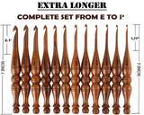 Bhartiya Handicrafts Wooden Crochet Hooks Set, 12pcs Ergonomic Knitting Needles - Rosewood, 3.5mm(E) to 12mm(P) - Includes Holder Bhartiya Handicrafts