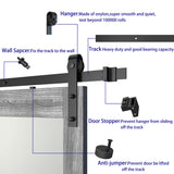 BARNSMITH 18in x 84in Double Glass Barn Door with 6.6FT Sliding Door Hardware Kit Included & Handle,3-Panel Frosted Glass Solid Wood Slab with Water-Proof PVC Surface,Pre-Drilled Easy Assembly,Grey BARNSMITH