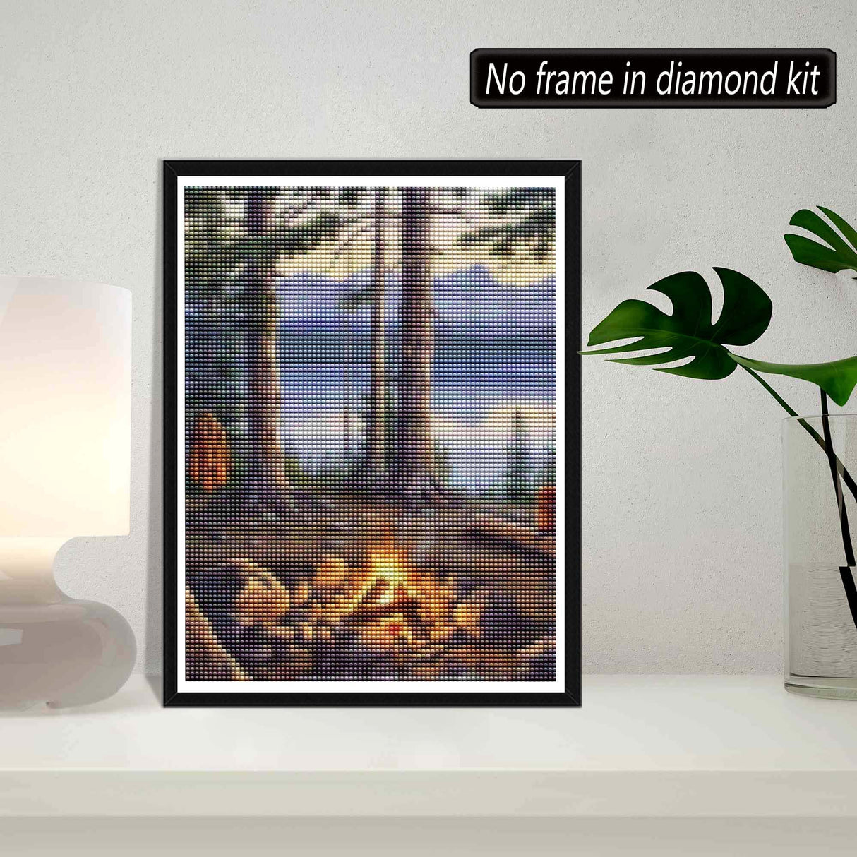 SKRYUIE 5D Diamond Painting Kits - DIY Landscape Crystal Craft, Forest Bonfire Cross Stitch Art for Wall Decoration - 12x16 inches SKRYUIE