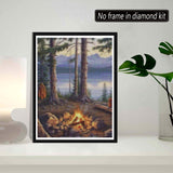 SKRYUIE 5D Diamond Painting Kits - DIY Landscape Crystal Craft, Forest Bonfire Cross Stitch Art for Wall Decoration - 12x16 inches SKRYUIE