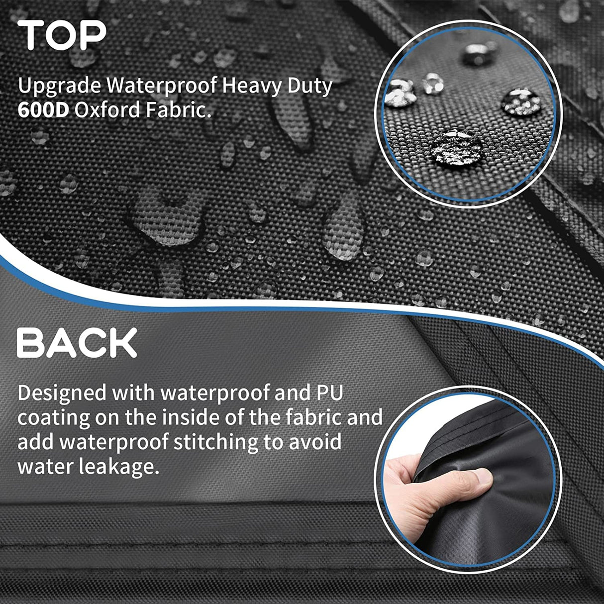 SIRUITON 3 Piece Outdoor Veranda Patio Garden Furniture Cover Set with 600D Durable and Water Resistant Fabric,Fit for Outdoor Wicker Patio Furniture Sets/Rattan Chair Conversation Sets-Balck SIRUITON