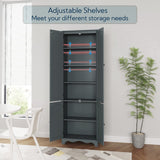 Yusong 72'' Tall Kitchen Pantry Cabinet, Freestanding Storage Cabinet with Doors and Shelves, Wooden Food Pantry Farmhouse Cupboard Buffet for Kitchen Dining Living Room, Gray Yusong