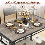 COSTWAY 4 Pieces Dining Table Set, Kitchen Table and 2 Chairs for 4 with Bench, Storage Racks, Metal Frame & Space-saving Design, Industrial Kitchen Table Set for Small Space, Apartment (Black & Grey) COSTWAY