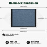 Patio Watcher 13 FT Quick Dry Olefin Hammock - Outdoor Double Hammock with Metal Curved Spreader Bars - 450 lbs Capacity - Dark Blue Patio Watcher