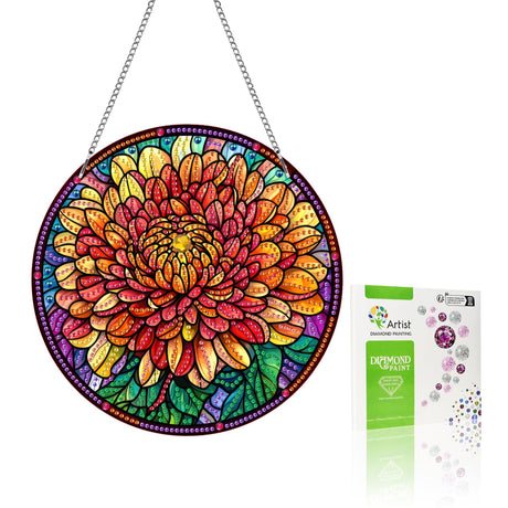 VAIIEYO Daisy Diamond Art Hanging Ornament, Flower Diamond Painting Suncatchers Window Hanging Kit with Chain, 7.5x7.5 inch Crystal Pendant Art Craft for Gift Home Wall Front Door Decoration VAIIEYO