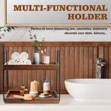 Acacia Bathroom Organizer Countertop 13.6 x 14 x 6.7 inches, 2-Tier Wood Counter Standing Rack, Countertop Storage Shelf for Organizing Bathroom Kitchen Office Desk Vanity Cosmetic Balcony Demigo