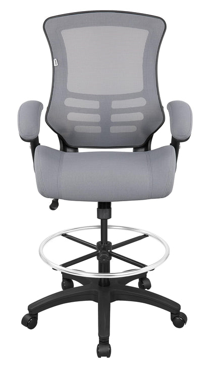 BOLISS Ergonomic Mesh Computer Office Drafting Chair with Super Soft Adjustable Arms Molded Foam Seat Cushion and Lumbar Support -Grey