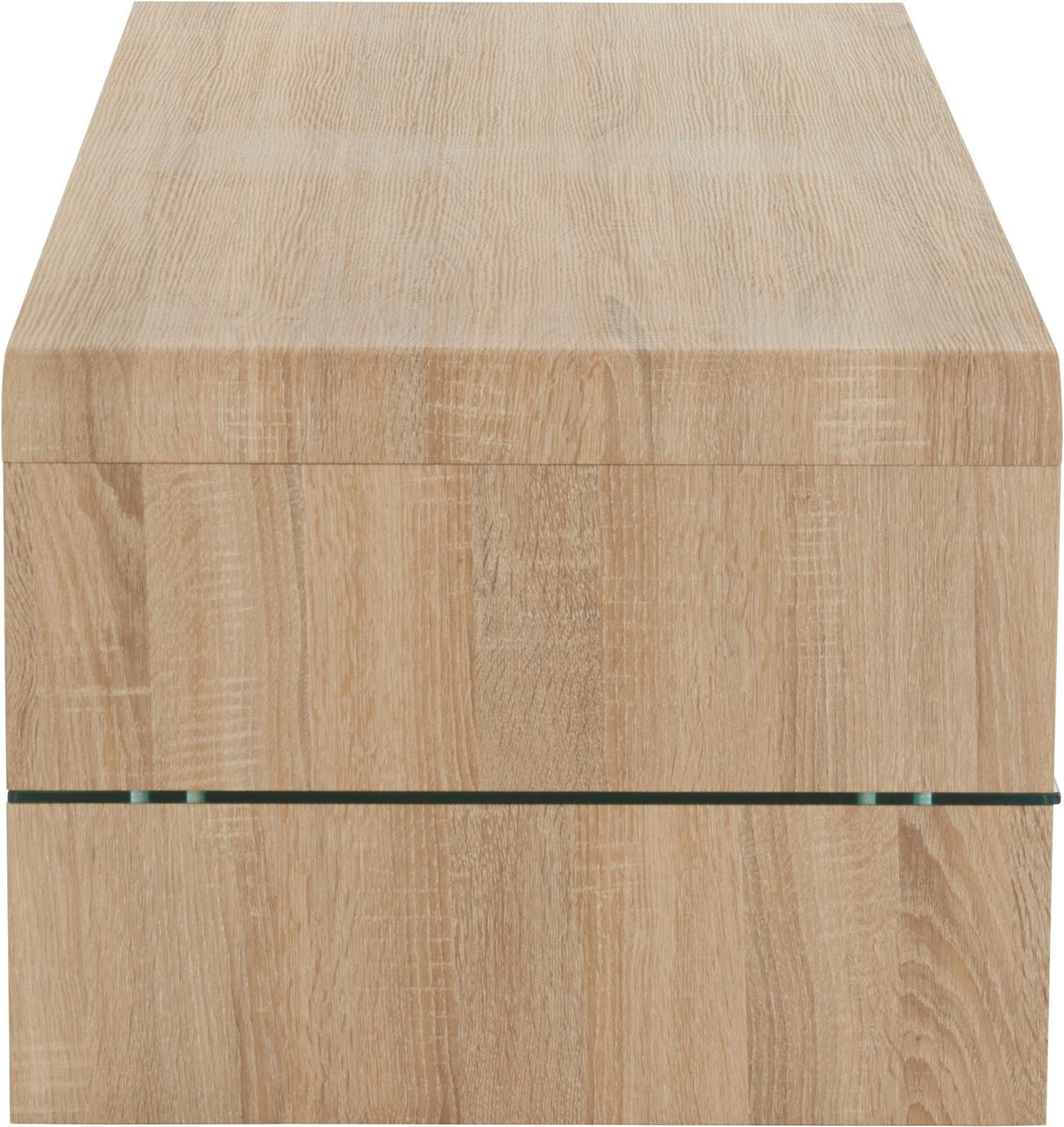 REN HOME Maja Wood Coffee Table with Glass Shelf, Natural Oak REN HOME