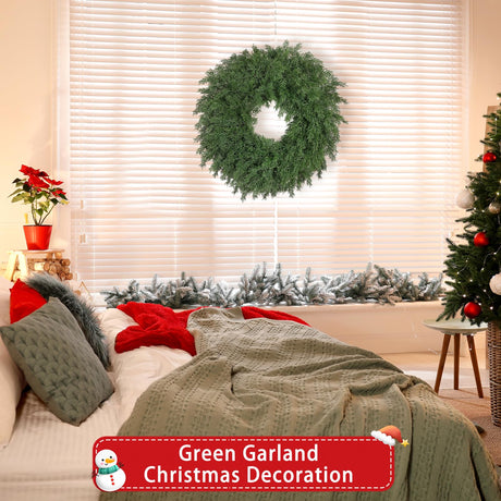 26 Inch Christmas Wreaths for Front Door Realistic Large Winter Greenery Pine Cedar Wreaths for Windows Xmas Holiday Home Table Mantle Yard Farmhouse Wall Door Porch Hanging Decor Outdoor Indoor RHTRJ