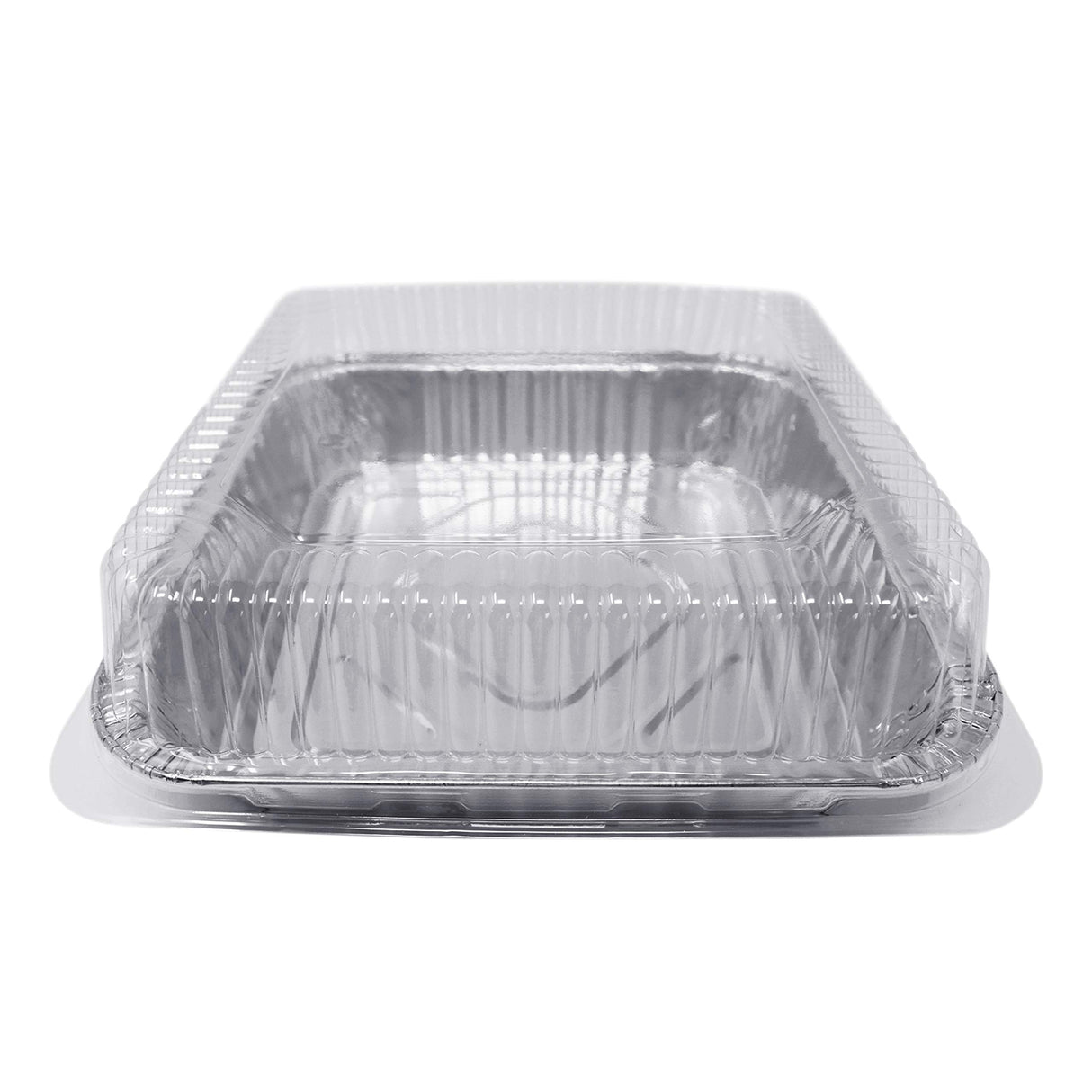 (35 Pack) 8” x 8” Square Baking Cake Pans with Plastic Dome Lids | Heavy Duty l Disposable Aluminum Foil Tins l Portable Food Containers l Perfect for Roasting Oven Toaster Cooking Fig & Leaf