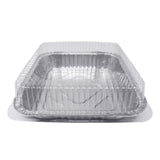 (35 Pack) 8” x 8” Square Baking Cake Pans with Plastic Dome Lids | Heavy Duty l Disposable Aluminum Foil Tins l Portable Food Containers l Perfect for Roasting Oven Toaster Cooking Fig & Leaf