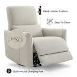 CHITA Power Recliner Chair Swivel Glider, FSC Certified Fabric Living Room Nursery Reclining Sofa Chair with Lumbar Support, Dove Grey CHITA