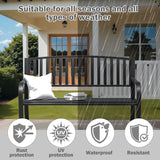 SHGJ&SOFT 50" Outdoor Bench Metal, Heavy-Duty Garden Bench Outdoor, Weatherproof Cast Iron Frame, 500LB Capacity Anti-Rust Patio Park Bench for Porch, Yard, Lawn SHGJ&SOFT