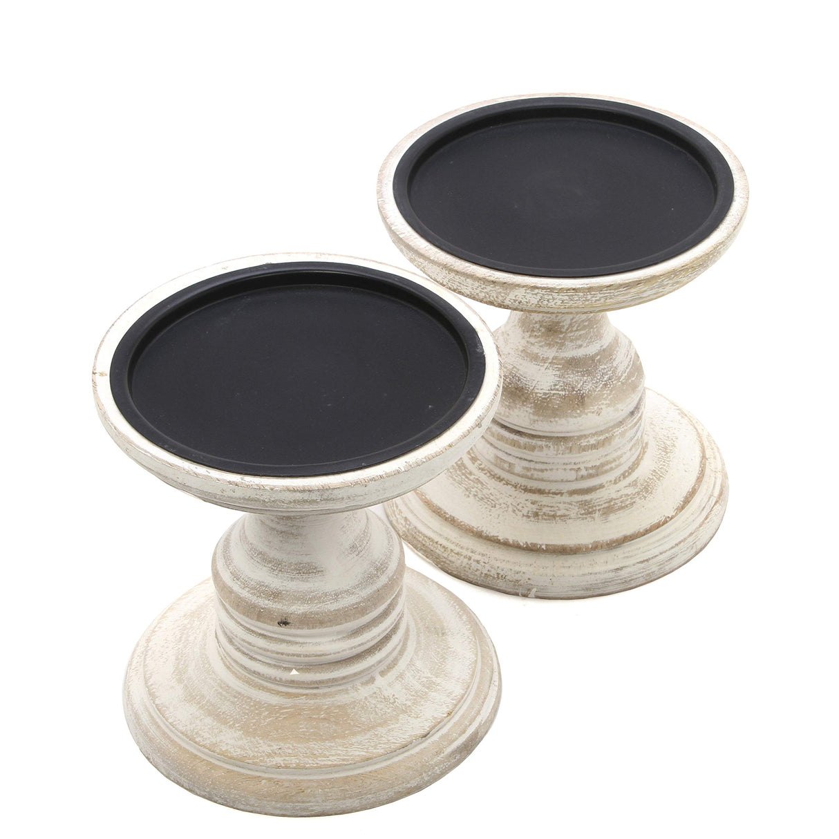Hosley's Set of 2 White Wood Pillar Holders - 5" High. Ideal Gift for Weddings, Special Occasion, Spa, Aromatherapy Settings, Candle Gardens W1 Hosley