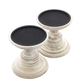 Hosley's Set of 2 White Wood Pillar Holders - 5" High. Ideal Gift for Weddings, Special Occasion, Spa, Aromatherapy Settings, Candle Gardens W1 Hosley