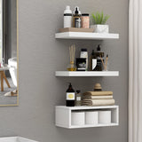 RANK Bathroom Shelves Over Toilet - Wall Mounted Floating Shelves Toilet Paper Storage Small White Decor Shelf 16 inch Set of 3 RANK