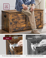 VASAGLE Storage Chest, Storage Trunk with 2 Safety Hinges, Storage Bench, Shoe Bench, Farmhouse Style, 15.7 x 39.4 x 18.1 Inches, for Entryway, Bedroom, Living Room, Rustic Brown ULSB061T01 VASAGLE