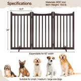 Yaheetech 36" H Extra Tall Freestanding Pet Gate 3-Panel Wooden Dog Fence with 2 Support Feet Folding Dog Gate for Indoor, Stairs, Doorways, Halls, Kitchen Wooden Pet Barrier Espresso, 60" L x 36" H Yaheetech