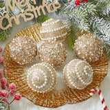 Champagne Gold Christmas Ball Ornaments,12ct Christmas Tree Shatterproof Plastic Hanging Sequin Xmas Balls for Festivals Holiday Party Decorations(70mm/2.76") Munansli