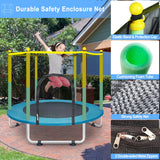 Indoor Trampoline for Kids Ages 1-8, 55" Small Outdoor Toddler Trampoline with Safety Enclosure Net, No-Gap Safe Design, Baby Round Jumping Mat, Recreational Trampolines Birthday Gifts for Boys Girls BIGOU