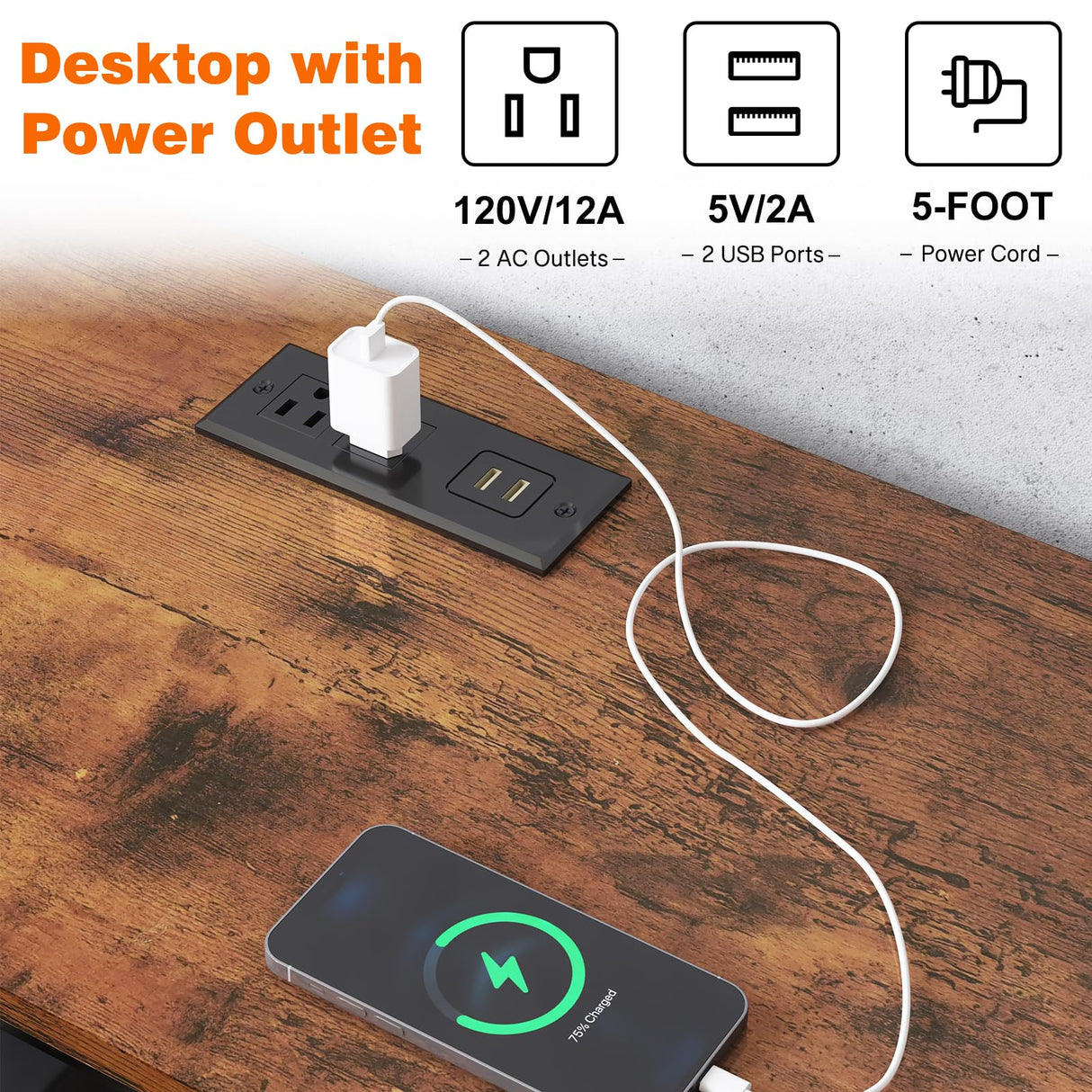 Fixwal TV Stand for 65 60 70 Inch TV with Power Outlets, Entertainment Center with Fabric Drawers, TV Console Table with Metal Frame Storage Shelves for Living Room, Bedroom - 63" Rustic Brown Fixwal