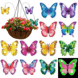 VioraWhite 12 Pcs Halloween Butterfly Diamond Art Kits for Adults Swaying in The Wind Butterfly Diamond Painting Glow in The Dark Iron Stakes Art Crafts for Beginners Garden Home Decoration VioraWhite