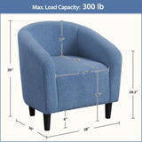 Yaheetech Barrel Chairs, Furry Accent Chairs, Sherpa Chairs with Soft Padded Armrest, Fuzzy Club Chairs for Living Room Bedroom Waiting Room Office, Accent Chairs Set of 2, Blue Yaheetech