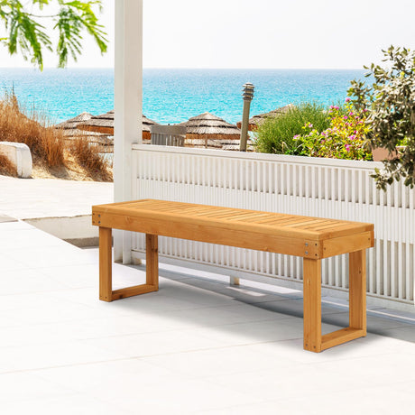 VINGLI 50'' Outdoor Wooden Bench, Weatherproof Outdoor Backless Bench, 2-Person Wood Patio Bench for Backyard, Poolside, Entryway VINGLI