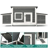 YITAHOME Chicken Coop 11.5ft² Large Wooden Chicken House Chicken Pen Outdoor with 2 Nesting Boxes Poultry Cage Rabbit Hutch Duck Cage with Weatherproof Roof (Grey) YITAHOME