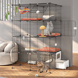 Oneluck Cat Cage with Litter Box,4-Tier DIY Cat Enclosures Detachable Metal Wire Kennel Indoor Crate Large Exercise Place Ideal for 1-2 Cats Oneluck