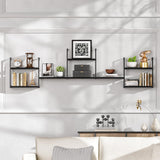 DEMEGA Wall Mounted Bookshelves, 80″ Floating Shelves for Wall, 8-Tier Wooden Hanging Bookshelf, Easy Installation Book Organizer for Home Office, Living Room, and Bedroom DEMEGA