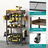 Famyards Power Tool Organizer with Wheels Tool Holder Drill Rack Shelf Rolling Cart Tool Box Utility Cart for Garage, Workshop Famyards