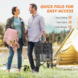 Sweetcrispy Collapsible Foldable Wagon Cart, Large Capacity Garden Beach Cart with All-Terrain Wheels, Heavy Duty Utility Grocery Wagon with Drink Holders for Shopping Sports Camping - 30IN Black Sweetcrispy