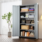 INTERGREAT Metal Storage Cabinet, 72" Tall Locking Storage Cabinet with 2 Doors and 4 Adjustable Shelves, Steel Tool Locking Cabinet for Home Office, Warehouse, School (Black Grey) INTERGREAT