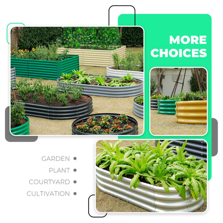 AHEONLAR Galvanized Raised Garden Bed Kit, Oval Large Metal Planter Box, Sturdy and Durable, Garden Boxes Outdoor Raised for Vegetables, Fruits, Flowers and Herbs, 4x2x1ft (Silver) AHEONLAR