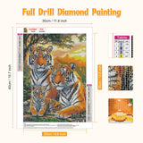 GHHKUD Diamond Painting Kits Tigers for Adults, DIY 5D Animal Family Diamond Painting, Full Drill Forest Diamond Art Kits Art Pictures for Relaxation Gifts Home Wall Decor 30x40cm GHHKUD