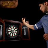 Barrington Billiards Chatham Wood Dartboard Cabinet With 18” Bristle Dartboard and Steel Tip Dart Set Barrington Billiards