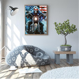 UPABLUNSO Skeleton Riding Motorcycle Diamond Painting Art Kit for Adults DIY Diamond Art Painting Full Drill Round Gem Art for Crafts Wall Decor 12x16 inch UPABLUNSO