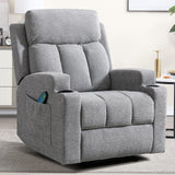 CANMOV Manual Recliner Chair with Massage and Heat,Comfy Recliner Chair Sofa with Overstuffed Arms and Back, Manual Reclining Single Sofa with 2 Cup Holders, Side Pocket for Living Room,Grey CANMOV