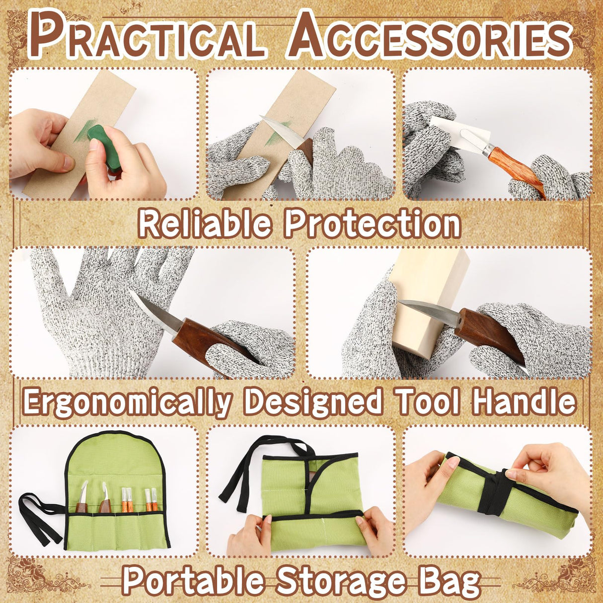 AUGSUN Wood Carving Kit, 17 Pack Wood Whittling Kit Hand Carving Knife Tools Set for DIY Sculpture Carpenter Experts & Beginners AUGSUN