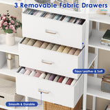 Nosepen 73.6" Tall Bookshelf with 3 Drawers and 16 Storage Shelves, Industrial Bookcase with 16 Open Display Shelves, Large Etagere Bookshelf, Triple Wide Book Shelf Book Case for Home & Office, White Nosepen