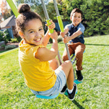 INTEX 44121E Heavy Duty Backyard Three Feature Swing Set: Includes Two Height Adjustable Swings and Glider – Plastisol-Coated Chain – Rust-Resistant Steel Frame – Anchor System – Easy Assembly Intex