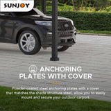 Sunjoy Carport 12 ft. x 20 ft. Outdoor Gazebo Heavy Duty Garage Car Shelter with Powder-Coated Steel Roof and Frame by AutoCove, Gray and Dark Gray Sunjoy