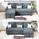 Shintenchi Sofa Couch, Sofa Bed- 2 in 1 Pull Out Couch Bed with Storage Chaise for Living Room, Sectional Sofa Couch ，Grey Shintenchi
