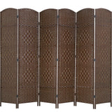 Room Divider 6 Panel Folding Privacy Divider 6 Ft Indoor Wall Divider Portable Partition Wood Screen, Brown FDW