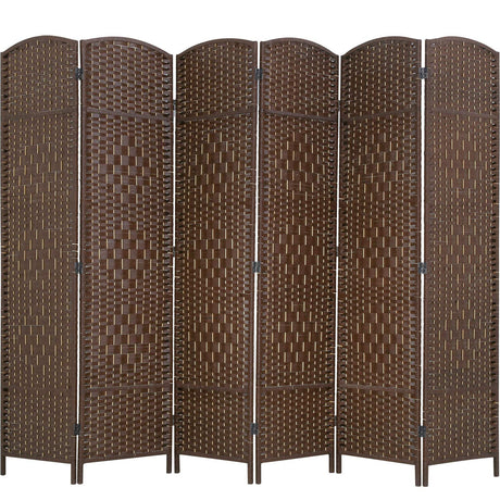 Room Divider 6 Panel Folding Privacy Divider 6 Ft Indoor Wall Divider Portable Partition Wood Screen, Brown FDW
