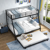 KOMFOTT Twin Over Full Bunk Bed with Trundle, Heavy-Duty Metal Bunk Bed Frame with Guardrail & 2 Ladders, Space-Saving Bunk Bed for Kids/Teens/Adults, No Box Spring Needed KOMFOTT