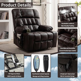 LITVZ Power Lift Recliner Chair with Massage and Heating for Elderly, Oversized Lay Flat Recliner, Big and Tall 400lbs, Dual Motors, Cup Holders, Heavy Duty, Adults (Red) LITVZ